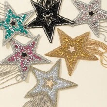 1pc Star Tassel Patch With Heat Melt Glue, Suitable For DIY Craft Accessories, Clothing Patch Decorations, All Seasons