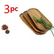 3 件相思木托盘，烘焙矩形实木托盘，椭圆形木盘，甜点盘，小吃盘，面包盘，奶酪盘，茶盘，早餐盘，用于咖啡、水果、糕点、牛奶和饼干，厨房，圣诞礼物
