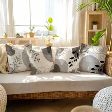 MEMNUN 4 件简约黑线描印花枕套，17.7*17.7 英寸(45*45厘米)/19.69*19.69 英寸(50*50厘米)/15.75*15.75 英寸(40*40厘米) [单面印刷]，适用于家庭、卧室、沙发、汽车装饰，桃色天鹅绒靠垫套 [不含枕芯] - 彩色 - 查看 11