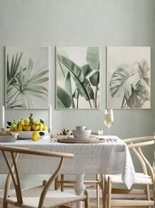 1/3Pcs, Unframed, High Quality Print Painting, Modern Style, Green Leaves, Botanical Natural Scenery, Creative Trio, Wall Art Poster, Home Decoration, Suitable For Living Room, Sofa, Bed, Hallway, Bedroom, Bathroom, Office, Perfect Art Gift