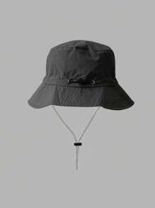 1pc Women/Men Foldable & Packable Bucket Hat, Windproof Drawstring Adjustable Sun Hat, Outdoor Sport Water Resistant Quick-Dry Cap - Multicolor - View 11