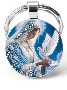 Unique Virgin Mary Keychain - Design Charm For Backpacks, Car Keys, Perfect Gift For Valentine's Day, Christmas, Birthday, Holidays Car Accessories Bag Charm School