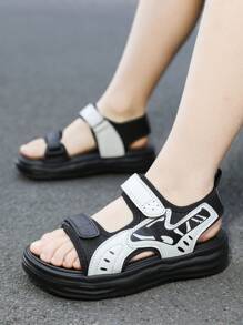 全新夏季儿童户外凉鞋防滑男童鞋时尚软底舒适百搭沙滩鞋 - 黑色 - 查看 1