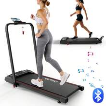 Tapis de course de marche 120 kg vélo d'exercice électrique pour la maison avec inclinaison, tapis de course électrique pliable jusqu'à 12 km/h, télécommande et contrôle par application, vélo d'exercice pliable tapis de course pliable à la maison jogging entraînement à domicile - Noir - Voir 1