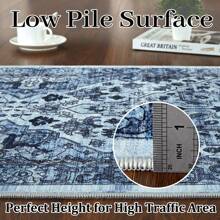 ANPHON ANPHON Vintage Distressed Floral Area Rug  Luxurious Pearl Velvet Machine Washable Non Slip Stain Resistant Aesthetic Floor Covering For Living Room Bedroom Bathroom Kitchen Hallways Entrances