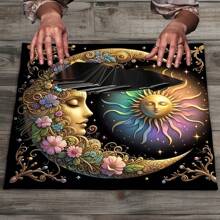 1pc Elegant Sun And Moon Mandala Tarot Cloth - Vibrant Starry Altar Decor, Made Of Polyester Fabric, Ideal For Divination, Pendulum Boards, Witchcraft - Suitable For Halloween, Christmas And More Uses, Tablecloth, Ritual Cloth, Gift