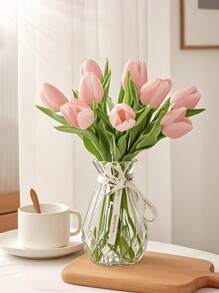 1pc Geometric Glass Vase, Suitable For Hydroponics, Dried Flowers, Home Decor, Flower Arrangement, Gifts, DIY, Birthday, Graduation - Clear - View 1