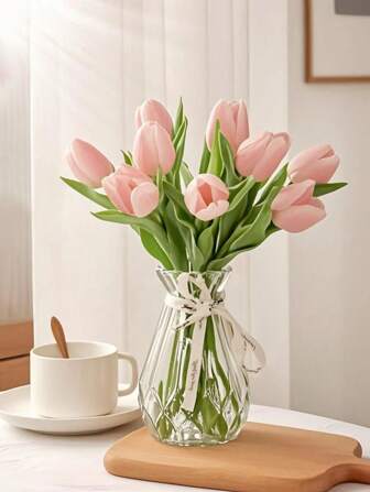 1pc Glass Vase, Glass Geometric Vase, Hydroponic Plants Green Pothos, Dried Flower Vase, Living Room Decoration, Flower Arrangement Ornament, Gift Decoration, Diy Gifts Birthday Graduation Home Decor