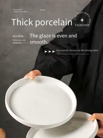 1 pièce/set, 8 pouces/9 pouces/10 pouces, 3 tailles, en céramique, couleur blanche, série blanc pur assiette à steak, plat occidental, visuel simple et rafraîchissant en blanc pur, créant un style de vie minimaliste, la céramique haute température peut être chauffée au micro-ondes, la conception de l'assiette plate convient à la cuisine chinoise et occidentale, la présentation permet d'intégrer la conception artistique dans la vie, assiette en céramique, plateau, plat, assiette, assiette de service, assiette à riz, assiette à fruits, assiette creuse, convient pour la maison, l'hôtel, le restaurant, les fournitures de cuisine, l'essentiel de la vaisselle.