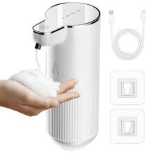 Nuevo dispensador de jabón líquido automático con sensor, lavado de manos líquido transfronterizo, dispensador de jabón de manos con espuma eléctrico montado en la pared, Serie P11, diseño de botella de onda elegante, tiempo de dispensación de espuma/líquido ajustable de 0.3/0.8/1.5/2.0 segundos, detección rápida de 0.25 segundos. - Serie P11 - Ver 18