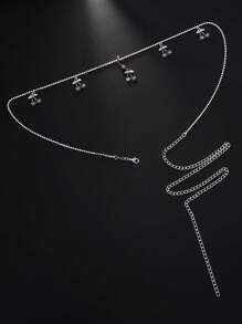 1pc New Cherry Pendant Waist Chain, Sparkly Fashion Crystal Sexy Belly Button Chain Waist Body Chain For Women