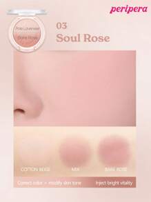 Peripera K-Beauty Pure Blushed Custon 腮红，可混合粉状腮红，渐变色，哑光自然透明光泽，亮泽效果，柔滑质地，自然妆容，日常彩妆，韩式彩妆 - #03 Soul Rose - 查看 5