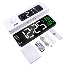 Reloj de pared digital grande de 16 pulgadas con indicación de hora, fecha, temperatura y semana, temporizador, formato de 12/24 horas, atenuación automática, reloj de pared LED con control remoto para sala de estar, aula, gimnasio, iglesia, tienda, garaje (sin adaptador), decoración de habitación, decoración de pared del dormitorio, decoración del dormitorio, vuelta al colegio, decoración escolar
