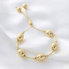 1 szt. Miedziano-złota regulowana bransoletka z koralików z zawieszką w kształcie serca, prosty styl hip-hopowy, zdobiona sztucznymi perłami, odpowiednia do codziennego noszenia przez kobiety, biżuteria na każdą porę roku