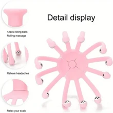 1 件 12 爪塑料头部按摩器八爪头部头皮按摩器刷，颈部压力再生合金身体头部放松按摩工具保健 - 彩色 - 查看 4