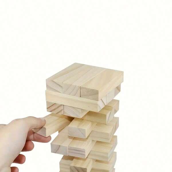 48-Piece Natural Wooden Stacking Game Set – Tactical Balance Blocks For Adults, Precision Puzzle With Vibrant Colors | Perfect Stress-Relief & Game Night Challenge