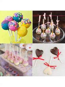 100pcs Plastic Lollipop Sticks, Suitable For Cake Pops, Lollipops And Chocolate - 10cm/3.93 Inches, Christmas, Valentine's Day, DIY Pops