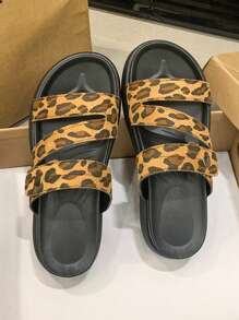 女士坡跟厚底凉鞋，2025新款夏季豹纹厚底拖鞋，厚跟舒适休闲户外拖鞋，大码 - 彩色 - 查看 9