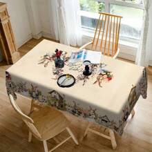 1/20 Peças Toalha de Mesa de Páscoa, Design de Impressão de Ovos de Páscoa e Coelho, Toalha de Mesa Bege, Ideal para Cozinha, Sala de Jantar, Decoração de Piquenique, Fácil de Cuidar e Durável, Item Doméstico Versátil para Várias Ocasiões - Multicolorido - Visão 15
