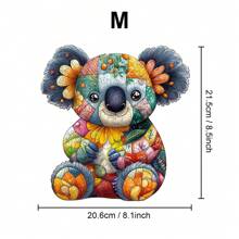 Patchwork Koala / Wall Rat / Patchwork Cat Wooden Jigsaw Puzzle, Exquisite Paper Box, Shaped Puzzle Toy, Unique Gifts For Kids, Asymmetrical Animal Shaped Wooden Puzzle, Art Deco Painting