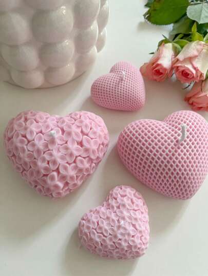 3kind Silicone Heart Mold Set For Candle Making: 3 Heart Flower Shapes For DIY Soap, Clay, Resin, And Wax Crafts