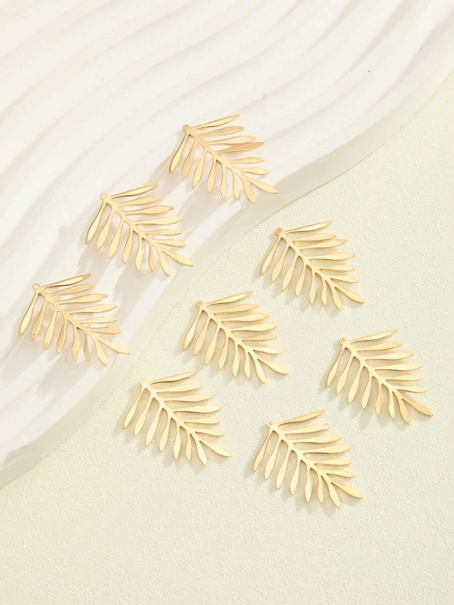 8pcs Leaf Charm Earring Accessories - Brass - View 1