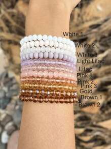 11-22 pièces/set Bracelet élastique bohème style coloré avec perles en cristal de verre, convient pour les vacances et les cadeaux pour la famille et les amis