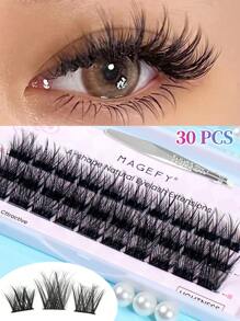 30pcs CC Curl Manga DIY Extended Tail Cross Fox Eyelashes Cluster,Manga Tip Tail Fairy Hair, Individual Lashes,Natural Look Wispy Soft And Fluffy False Eyelashes, Long-Lasting For Used Daily Makeup Extension Lashes DIY At Home ﻿ - C - 查看 2