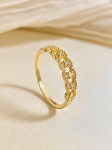 1pc 925 Sterling Silver Vintage Style Cubic Zirconia Ring, Versatile Design Suitable For Women's Daily Commute, Party And Other Occasions, High Quality Exquisite Jewelry Gift - Gold - View 6