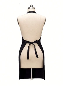 1pc Customized Black Kitchen Cooking Apron, Modern Polyester Oil-Proof Apron, Black Kitchen Apron, Polyester Apron For Garden, Kitchen And Housework Perfect For Home, Restaurant, And Kitchen Cooking