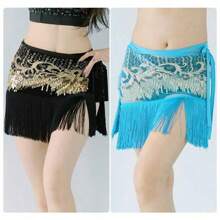 1 Pack Women's Tassel Sequin Belly Dance Hip Scarf Sexy Tassel Thin Hip Belt Skirt Dance Accessories Waist Chain For Stage Performance Practice Clothes