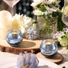 Juego de 6/12 portavelas para velas votivas surtidas de cristal con efecto de mercurio, decoración de mesa para bodas y fiestas de cumpleaños en el hogar
