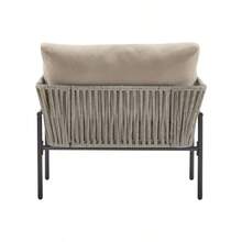 [Set Of 2] 36" Beige Iron Lounge Chair With Rope Weave Design And Plush Cushions Perfect For Indoor And Outdoor Relaxation