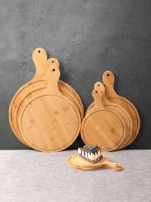 1pc 6-13 Inch Bamboo Wood Pizza Peel Paddle, Circular Baking Tray, Food Serving Platter For Pizza, Bread, Steak, Fruit, Cheese, Pizza/Fruit Cutting Board, Pancake Tray, Baking Kitchen Utensil, Back To School Supplies