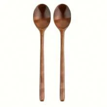 2/4pcs 9-Inch Wooden Cooking Spoons, Made Of Japanese Chestnut Wood, Suitable For Cooking And Baking - Kitchen Utensils For Stirring Soup - Multicolor - View 10