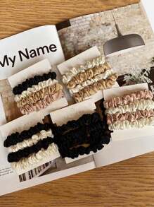 4pcs Solid Soft Elastic Hair Ties, No Damage Hair Scrunchies, Multi-Use Hair Bands Home Bathroom Decor