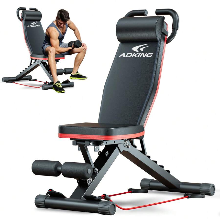 Standard Weight Bench, Bench Press Set With Preacher Curl Pad And Leg Developer For Home Gym Full-Body Workout,1000lbs Max Weight - 黑色 - 查看 1