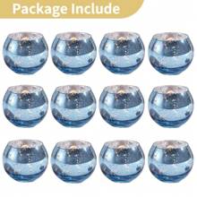 Juego de 6/12 portavelas para velas votivas surtidas de cristal con efecto de mercurio, decoración de mesa para bodas y fiestas de cumpleaños en el hogar