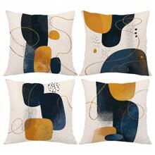 MEMNUN 4 件装 17.7*17.7 英寸（45*45 厘米）/19.69*19.69 英寸（50*50 厘米）/15.75*15.75 英寸（40*40 厘米）波西米亚简约抽象卡其色花卉印花抱枕套 [单面印花] 家居装饰靠垫套，适用于床、沙发、汽车，适合日常使用或高端简约自用装饰，客厅、卧室、床头板。 - 彩色 - 查看 5