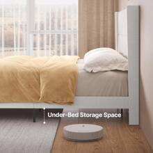 Queen Bed Frame With Wingback Headboard, Upholstered Platform Bed, Wooden Slats, Noise-Free, No Box Spring Needed, Easy Assembly - White - View 6