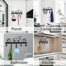 1 móc treo tường hình bàn chân chó và thú cưng bằng kim loại - 5 móc treo dùng trong nhà, móc treo chìa khóa - Móc treo quần áo gắn tường phòng ngủ, đồ dùng lưu trữ tiện dụng tại nhà - màu đen - Xem 3
