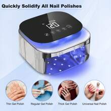 Secador de uñas recargable de 60 W para esmalte de gel con pantalla LCD, sensor automático y 4 configuraciones de temporizador, lámpara de curado de gel UV LED profesional, luz de esmalte de gel con 30 cuentas LED para salón y hogar plateado