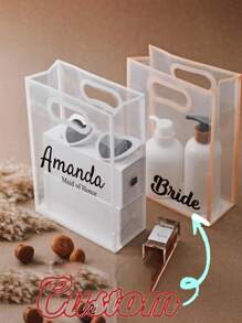 Personalized Gift Handbags, Bridesmaids Souvenir Gift Bags, Frosted Transparent Shopping Bags, Bridal Shower Souvenirs, Portable Makeup Bags, Beauty Bags, Lipstick Storage Bags, PAD Bags, Wedding Storage Bags, Bridesmaids Gifts, Travel Toiletry Bags - Multicolor - View 1