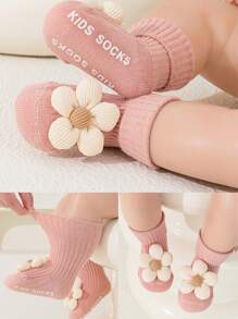4pcs/Set Newborn 0-1-3 Years Baby Soft Bottom Non-Slip Cute Mid-Calf Socks, Suitable For Spring And Autumn