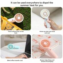 1pc Rechargeable Portable Handheld Mini USB Fan, 3-Speed Electric Desktop Fan For Back To School - Multicolor - View 12