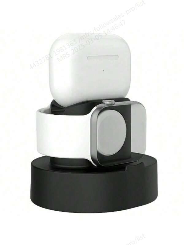 1 Suporte de silicone clássico simples para homens e mulheres 3 em 1 compatível com fone de ouvido Apple Suporte universal compatível com carregador Apple Watch Suporte compatível com Apple Watch 38/40/41/42/44/45/49 mm Compatível com Apple Watch Ultra/SE/8/7/6/5/4/3/2/1 Suporte