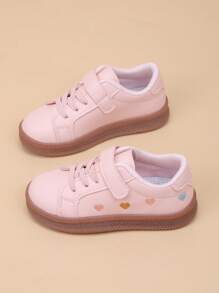 Kids Spring New Heart Embroidery Casual Soft Sole Sneakers, Girl Toddler Baby Shoes