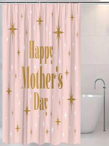1pc Flower & Letter Print, Mother's Day Element Waterproof Shower Curtain Tapestry, With 12 Hooks Polyester Fabric Bathroom Decor, Waterproof Bathtub Divider, Modern Home Bathroom Decor, Washable, Grommet Top 35inX70in, 47inX70in, 59inX70in, 70inX70in Mother's Day Flowers, Personalized Gifts For Mom, Last Minute Gifts, Mother's Day Ideas, Mothering Sunday Gifts, Handmade Cards For Mum, Best Mother's Day Gifts Under $50