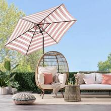 Best Choice Products 10ft Outdoor Steel Polyester Market Patio Umbrella W/Crank, Easy Push Button, Tilt, Table Compatible - Tan