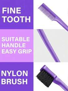 1/3/6/9/11pcs Hair Brush Set, Includes: Straightening Brush, Spray Bottle, 3pcs Kids Back Combs, Scalp Massage Shampoo Brush, Premium Wide-Tooth Comb, Alligator Clips, Flower Hair Clips, Suitable For Girls For Travel, Outdoor, Sports, Office, School And Other Occasions, Essential Hair Care Products. - Purple - View 8